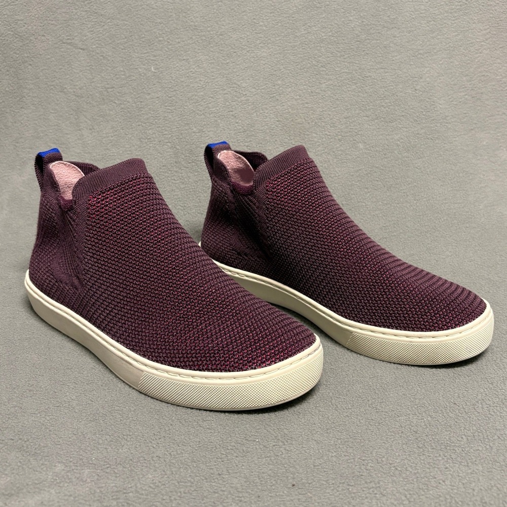 Rothy's The Chelsea Berry Lattice Stitch Pull On Ankle Boots Size 8